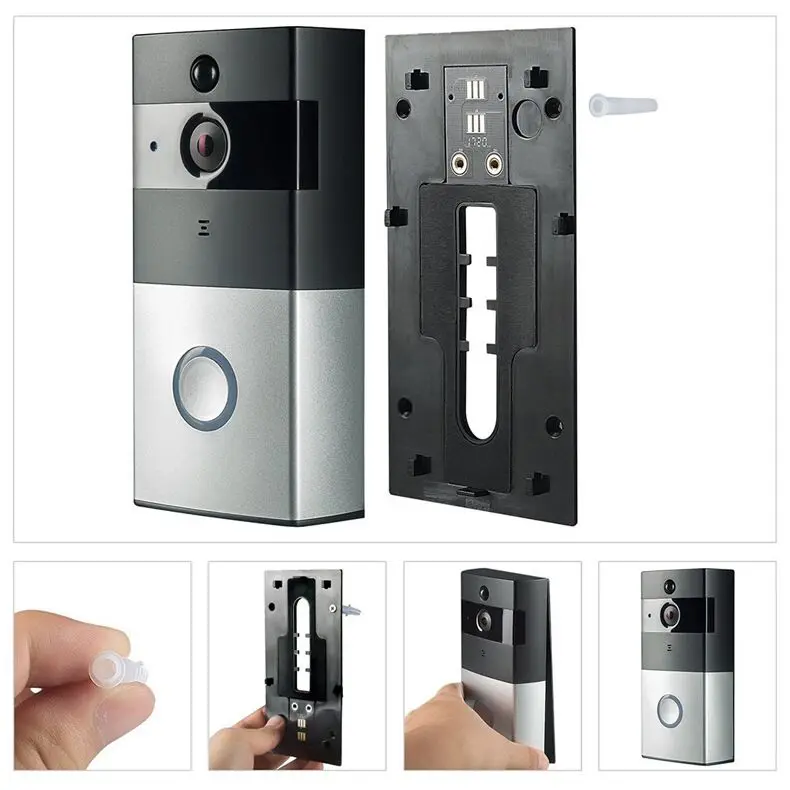 Wireless Visible TalkBack Doorbell with 720P Camera PIR Sensor Dingdong Ring with One-Button WIFI Connection and Free Mobile APP