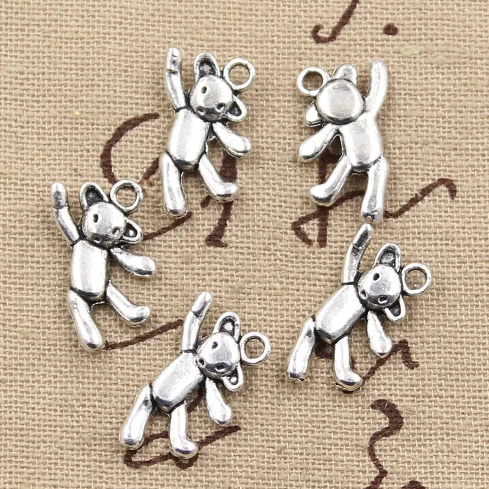 20pcs Charms Gymnastics Lovely Bear 19x10mm Antique Bronze Silver Color Plated Pendants Making DIY Handmade Tibetan Jewelry