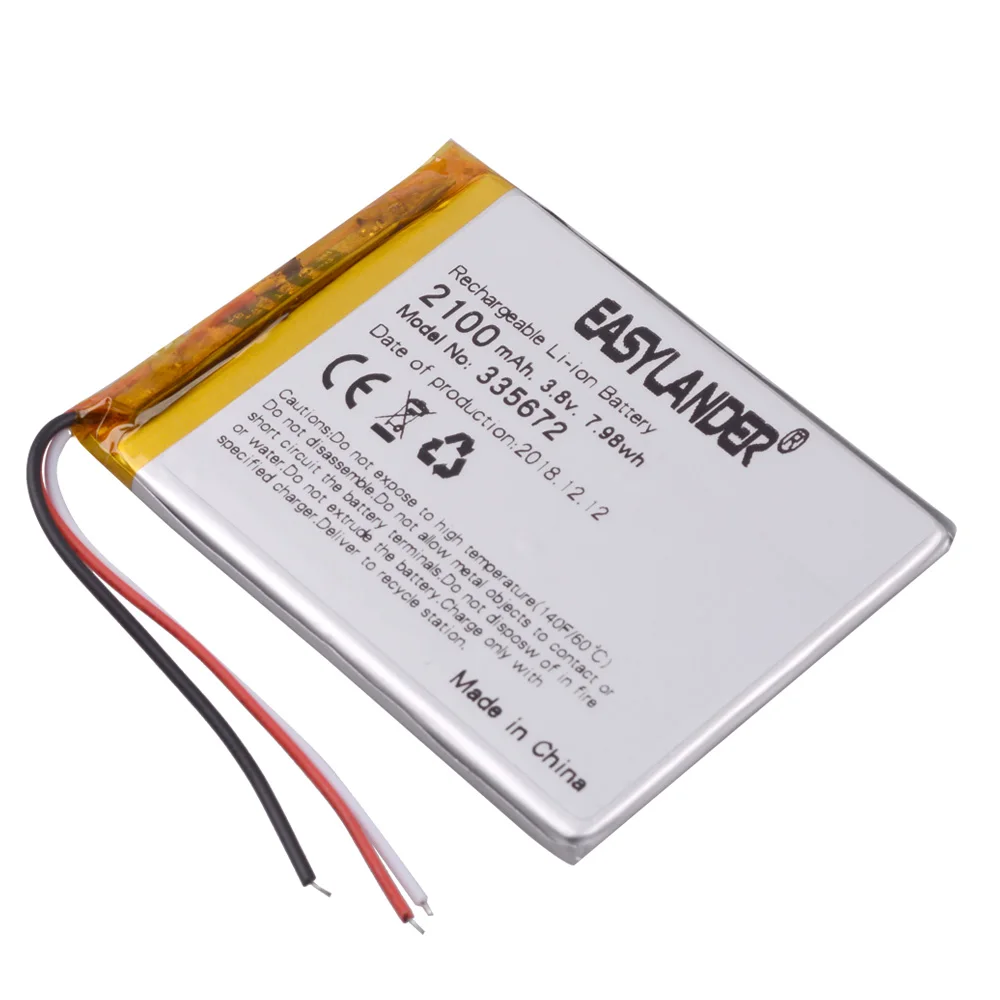 3 linii 3.8v akumulator litowo-jonowy 335672 2100mah do klona w chinach fałszywe s7-edge G930 telefon z systemem android DVR E-Book 355572