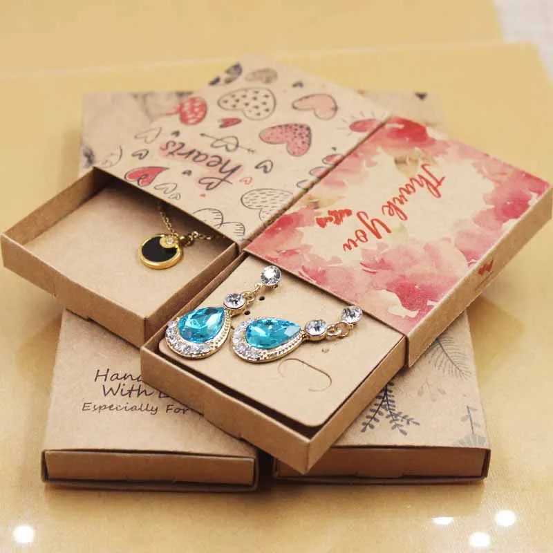 100pcs Cute Solid Color Earring Paper Package Card DIY Small Stud Earring Card White Kraft Pink Jewelry Display Card