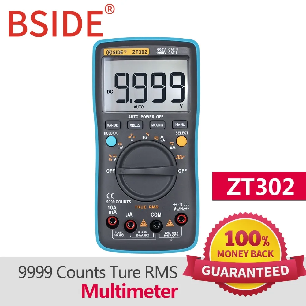 BSIDE ZT301 ZT302 Digital Multimeter 8000 9999 Counts True RMS Multifunction AC/DC Voltage Temperature Capacitance Tester DMM