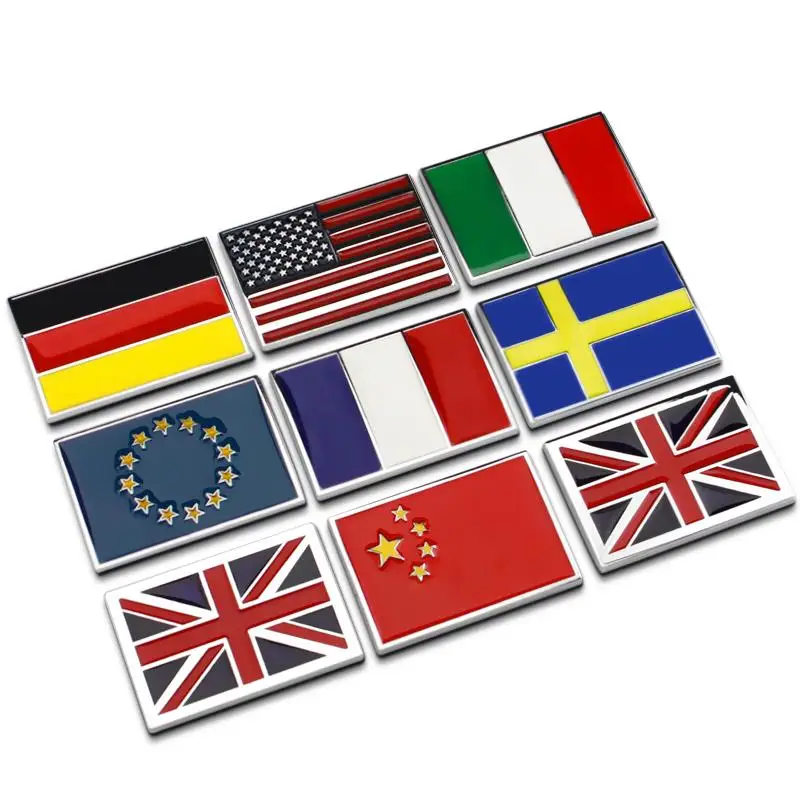 1 PCS Car 3D National emblem ABS England Italy Germany France USA Polygon Shield Flag Auto Badge car stickers Car Styling