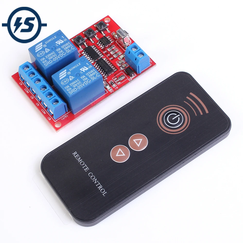 Wireless Infrared Receiver Learning Type Module + 3-Key Black Remote Control 150mA 5V 2-Channel 2bit DIY Kit