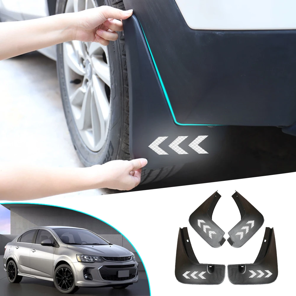 

Car Mud Flaps For Chevrolet Aveo Sonic TM Barina 4Dr Sedan 2012-2016 Fender Safety Reflective Warning Flares Splash Guards 4pcs