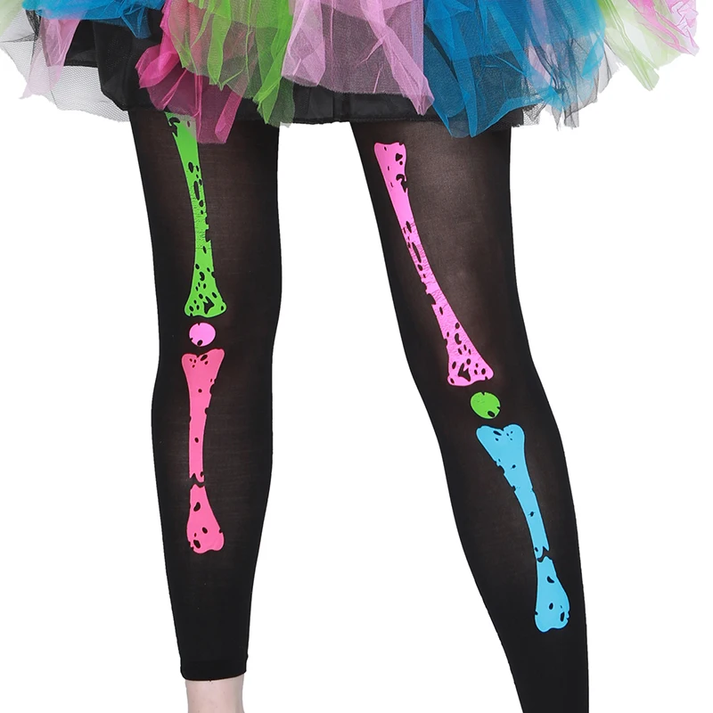 Eraspooky – Costume d'halloween pour femmes, ensemble robe et Leggings, cosplay, punk Bones, crâne, squelette, halloween