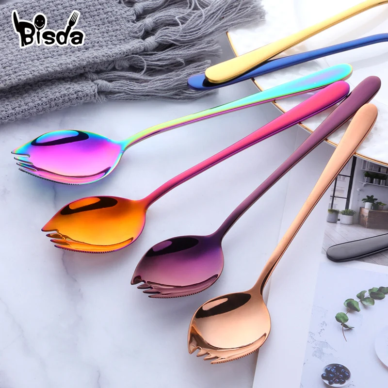 New 3 in 1 Spork Fit Spoon Fork Multi-functional Tableware Outdoor Travel Camping Hiking Cutlery Utensils Triple Picnic Gadget