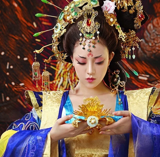 Feng Qiu Huang Stage Performance Tang Empress Hair Tiara Hair Accessory Set 4 Designs of Li Yugang Cross-Gender Hair Wigs