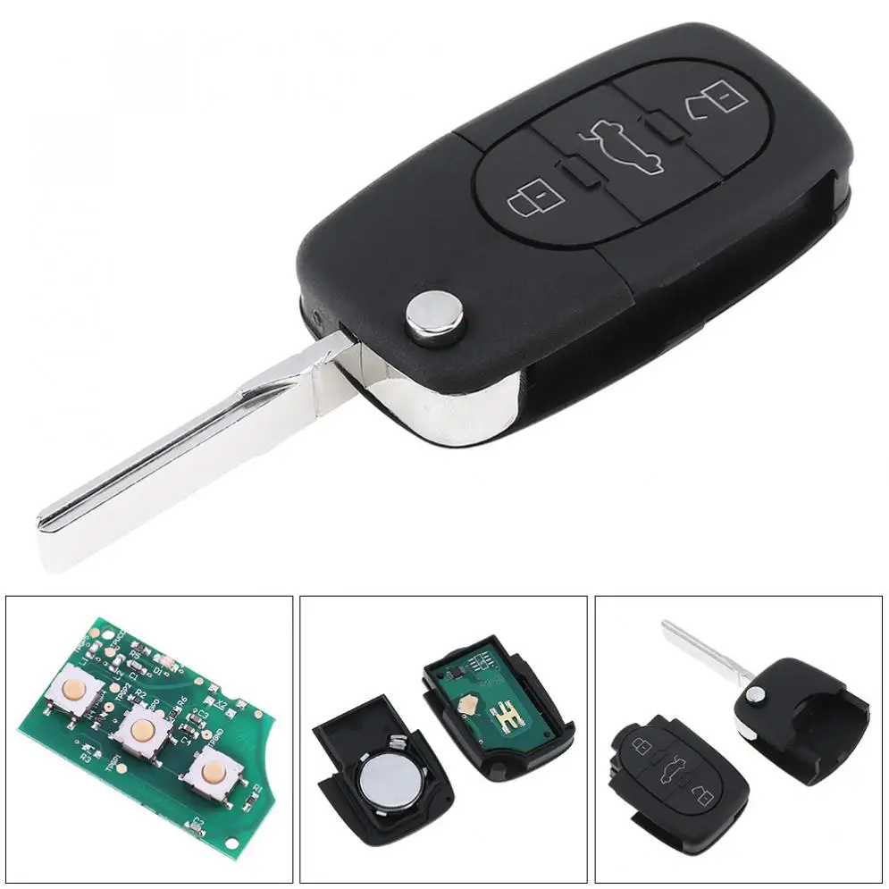 

1Piece 433MHz 3 Buttons Keyless Uncut Flip Car Remote Key Fob ID48 Chip 4D0837231A for Audi A3 A4 A6 A8 Old Models