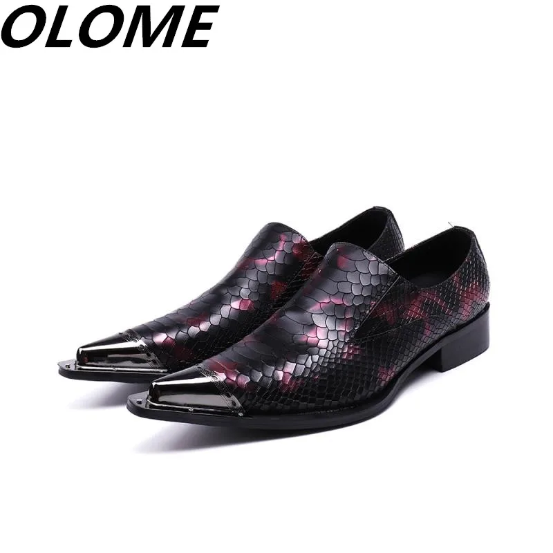 

Elegant Mens pointed toe dress shoes crocodile skin men leather shoes iron toe formal wedding shoes spiked loafers oxford