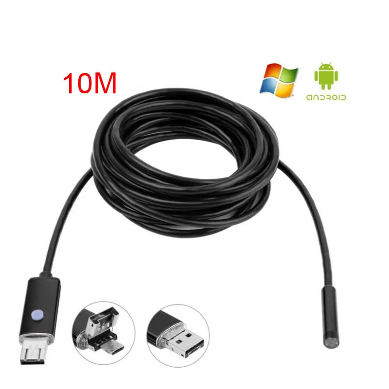 

Free shipping 6 LED 7mm Dia Waterproof USB Endoscope 10M Borescope Inspection Wire Camera With Mini Camera Mirror Hook Magnet