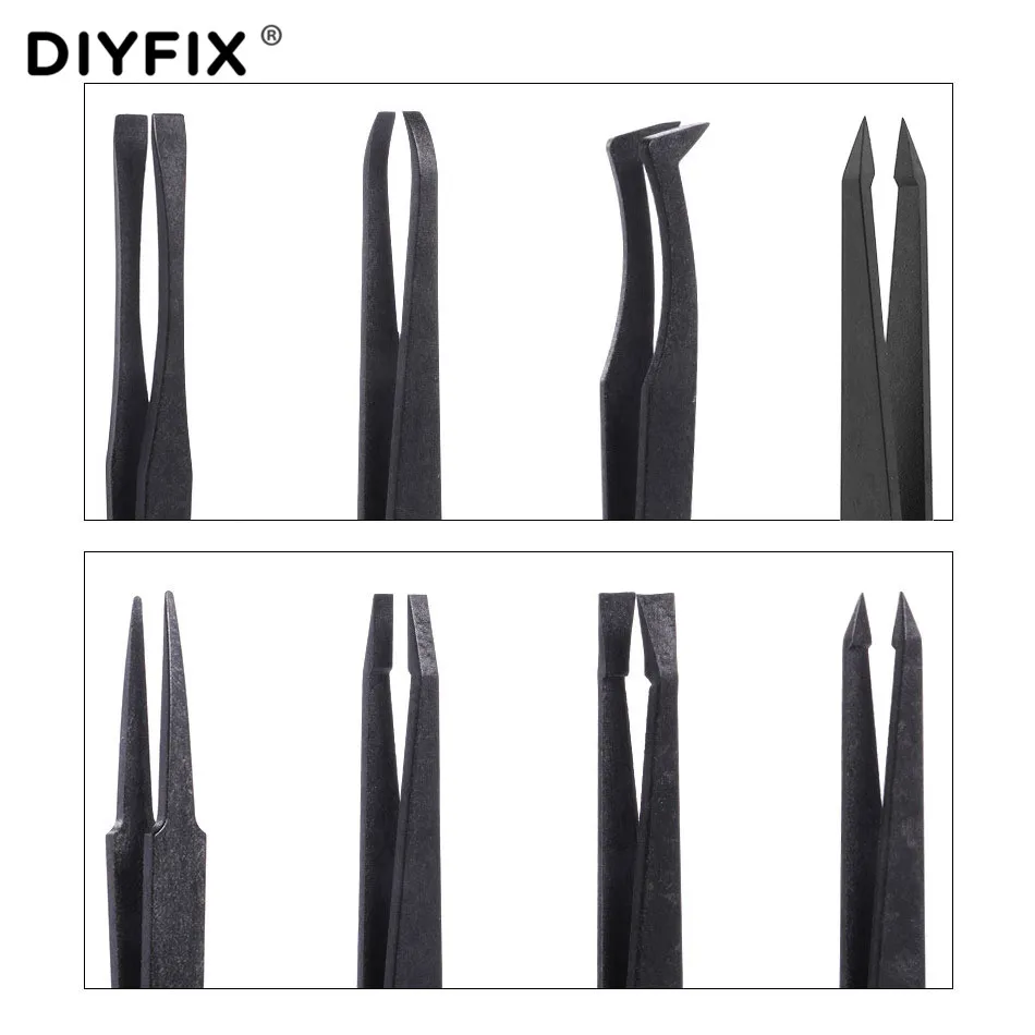 DIYFIX 8 in 1 Kit Pinzette Anti-static ESD Pinza di Plastica Elettronica PCB di Riparazione Utensili A Mano Set