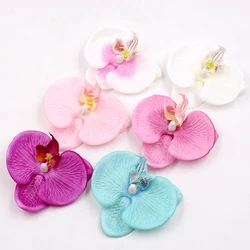 10pcs Artificial Silk Butterfly Orchid Flower Wedding Decorative Flower Diy Wreath Gift Box Cut & Clip Fake Flower Decoration