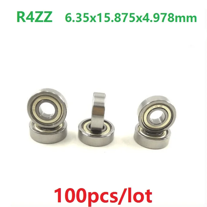 

100pcs/lot R4ZZ R4Z R4 ZZ Metal shielded 1/4" x 5/8" x 0.196" inch ball bearing Deep Groove Ball bearing 6.35x15.875x4.978 mm