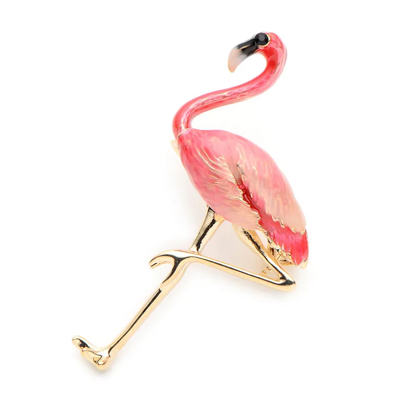 New Design Flamingo Alloy Red Blue Enamel Bird Brooches Women Men\'s Metal Animal Brooch Pins Banquet Broche Gift Scarf Buckle