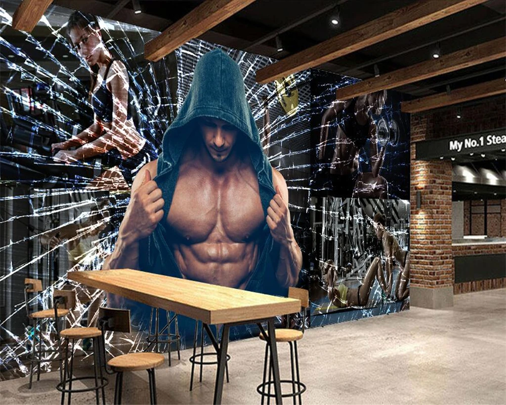 Beibehang Wallpaper Kustom Bar KTV Dekoratif Kepribadian Kreativitas Tampan Gym Yoga Museum Latar Belakang Dinding Mural 3D Wallpaper