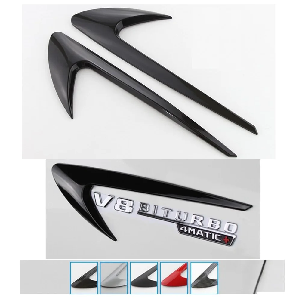 Chrome Red Black Wind Vane Air Knife Fender Emblems Badges Decorative Stickers for Mercedes Benz AMG