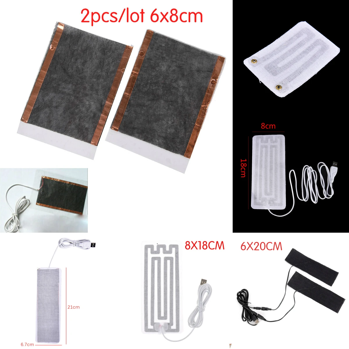 USB Charged Warm Paste Pads Waterproof Fiber Carbon Heating Pad Safe Portable Heating Warmer Pad for Vest Jacket Cloth Supplies