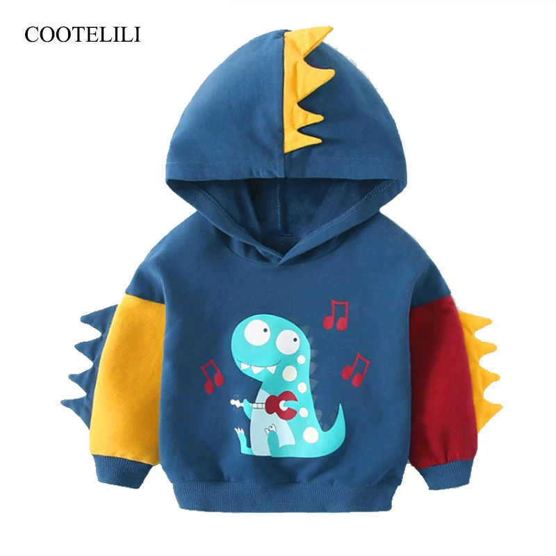 COOTELILI Autumn Winter Cute Kids Dinosaur Hoodies Children's Girls Boys Hooded Sweatshirts Clothes Outfits Tops 90-130cm