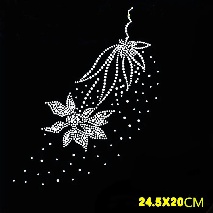 

2pc/lot Big flower design stone hot fix rhinestones motif iron on applique patches for shirt dress coat bag