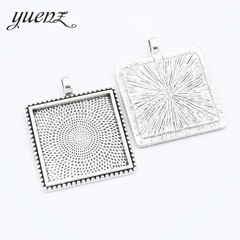 YuenZ 4 pcs  Antique Charms Metal Square  Cameo Cabochon Base Settings Pendants Fit 25mm Frame Pendant Jewelry Making C28