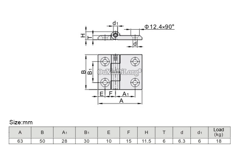 Top Designed 10PCS Black Zinc Alloy Hinges 63*50mm Switch Cabinet Electric Box Cabinet Hinge Furniture Hardware