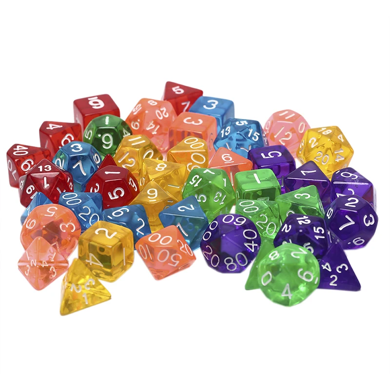 Dados criativo 7 pol. d & d colorido multicolorido e misturado