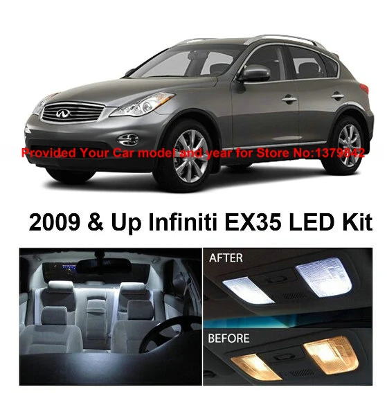 LED Interior Lights For Infiniti EX35 2009 & Up Car Auto automotive Reading dome light bulbs lamp for cars 13Pcs/Lot