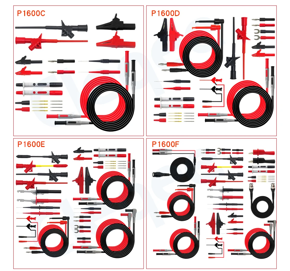 Cleqee P1600C/D/E/F 18 in 1 kit di cavi di prova per sonda multimetro collegabile set di sonde automobilistiche gancio di prova IC