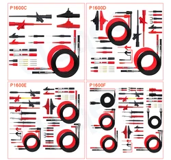 Cleqee P1600C/D/E/F 18 in 1 kit di cavi di prova per sonda multimetro collegabile set di sonde automobilistiche gancio di prova IC