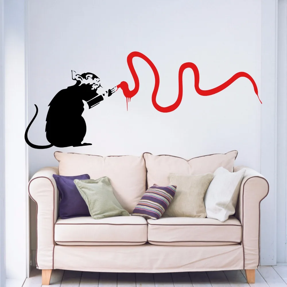 Banksy Rat Vandal Living Room Bedroom Hallway Kitchen Home Window Decal Removable Vinyl Art Wall Sticker Autocollant Mural B083