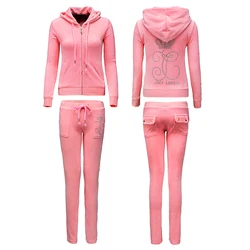 2026 Juicy Lovers Brand Women Sporting Suits Purple Blue Velvet Casual Womens Tracksuits Hooded Collar Popular Sportswear suit