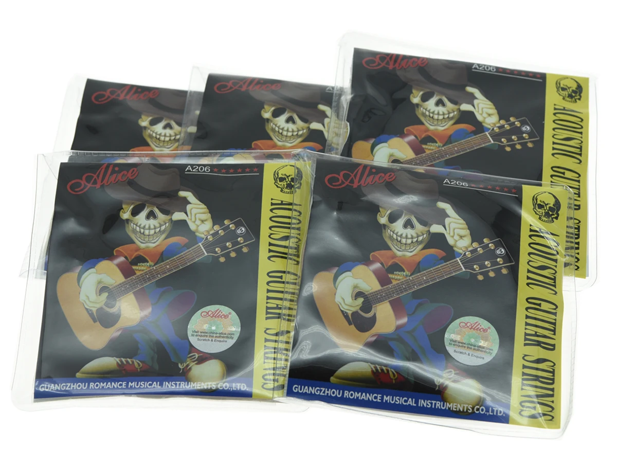 5 Sets Alice Stainless Steel Folk Acoustic Guitar String Light Tension Stings 1st-6th (.012-.053)