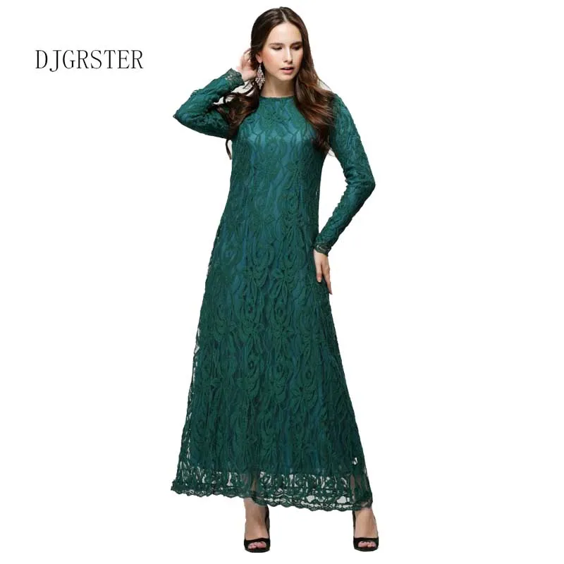 

DJGRSTER NEW!The New Muslim Show Thin And Long Skirt Skirt Full Lace Ups And Fashion Europe And The U.S. New Style Muslim Dress