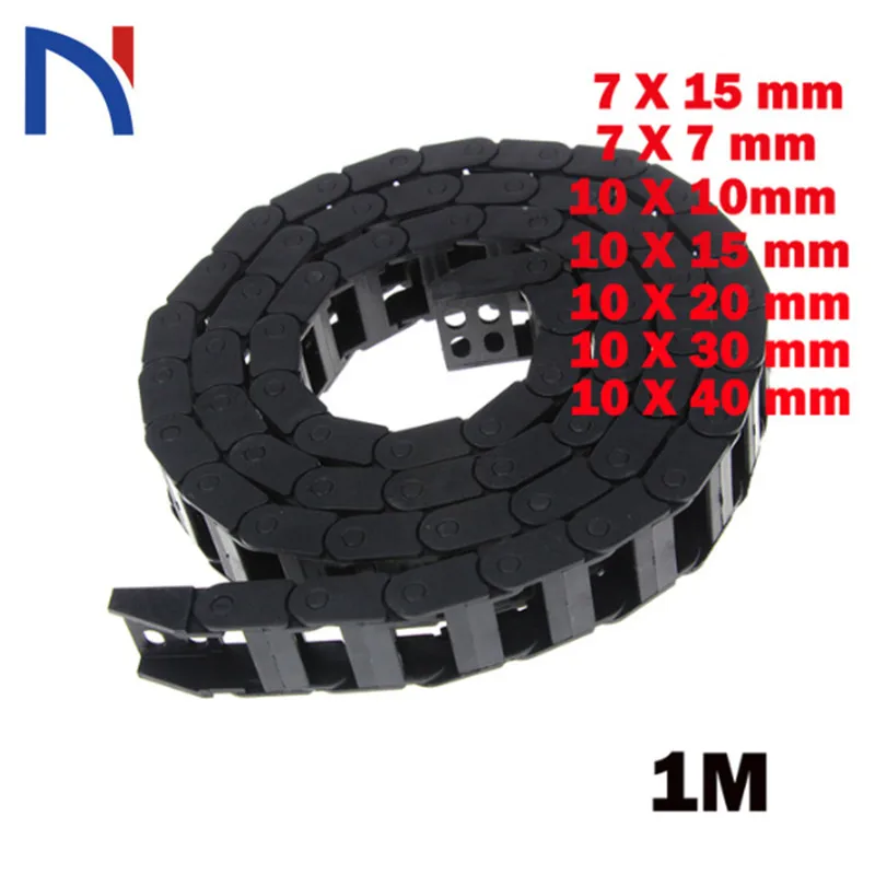 1m Transmission Chains 7x15/10x10/10x15/10x20/10x30 Cable Drag Chain Wire Carrier Nwith End Connectors Non-Opening Type