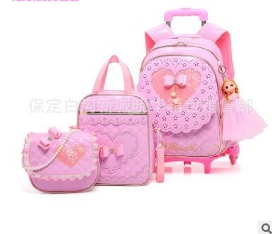 School Trolley Bag wheels Children luggage Rolling Bags wheeled  Backpacks bag for Girls Travel Trolley backpack bags for kids