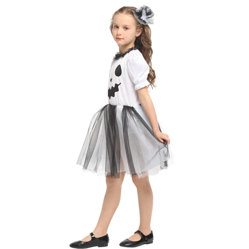 Meisjes Witte Spook Cosplay Kid Kinderen Halloween Hell Devil Fiend Eng Kostuum Carnaval Purim Toneelstuk Maskerade Feestjurk