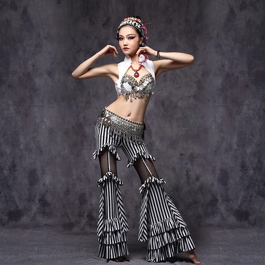 New 2018 ATS Múa Bụng Quần Áo Áo Kim Loại Studs Push Up Hạt Gypsy Áo Ngực B/C CUP Đồng Xu Cổ Điển top Belly Dance Bra Tribal