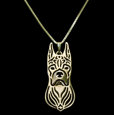 Drop ship cartoon Chic Alloy Boxer dog necklace  pendant jewelry golden colors plated 12PCS/LOT