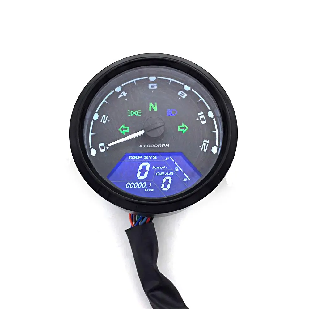 Universal Mechanical Motorcycle LCD Digital Odometer Tachometer Speedometer Gauge Multi-function for Cafe Racer 2 - 4 Cylinders