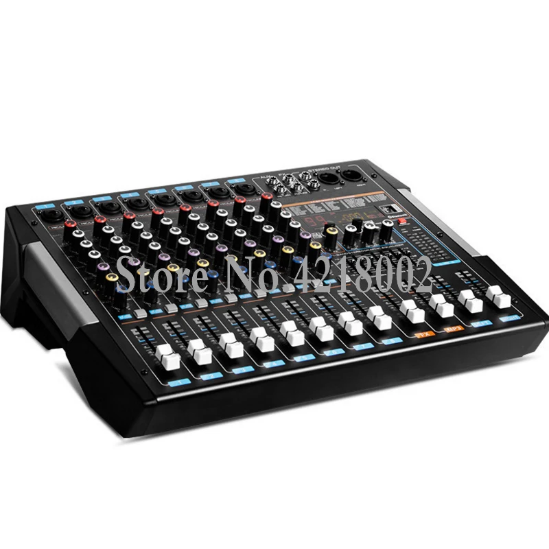 High Power 8 Channels USB Bluetooth Microphone Mic Mixer Stage Outdoor Performance Karaoke Reverberation Effect Adjustment