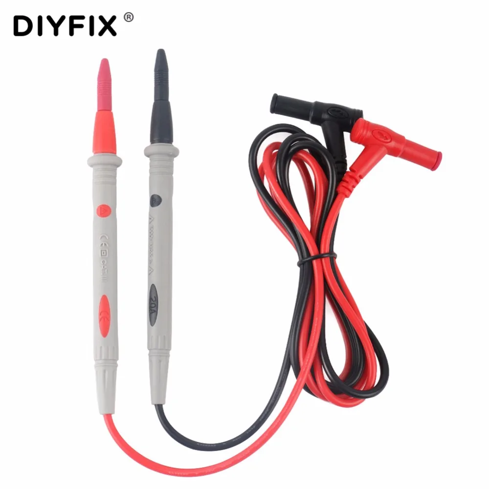 DIYFIX 1Pair CAT III  1000V 20A Silicone Wire Probe Test Leads Pin for Digital Multimeter Needle Tip Multi Meter Tester Probe