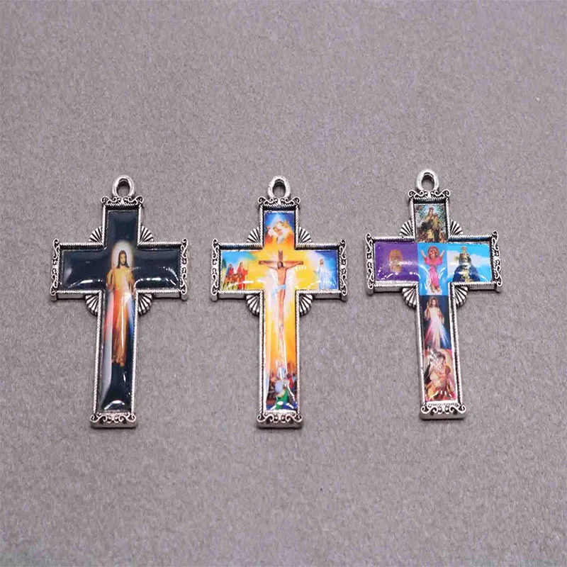 50 pieces of Christ Jesus cross compassion Jesus icon cross medal wholesale, various icons religious medal