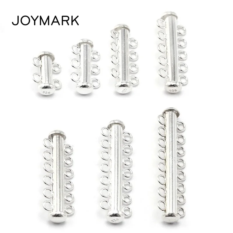 2 3 4 5 6 7 8 Multi-Strand Sterling Silver Slide Lock Clasps For Pearl Bracelets Necklaces Jewelry Making DIY Findings SC-CZ062