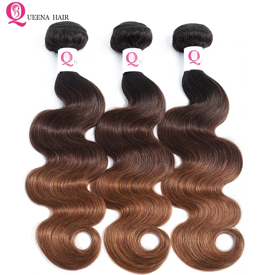 Mèches Péruviennes Naturelles Body Wave avec Closure, Couleur Blond Ombré, 2 3 4