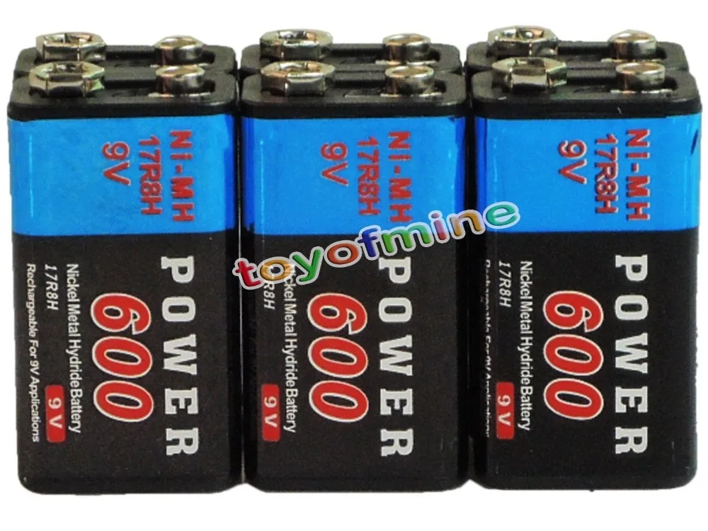 2/4/6/8/10/12/16pcs Durable 9V 9 Volt 600mAh Power Black Ni-Mh Rechargeable Battery PPS block