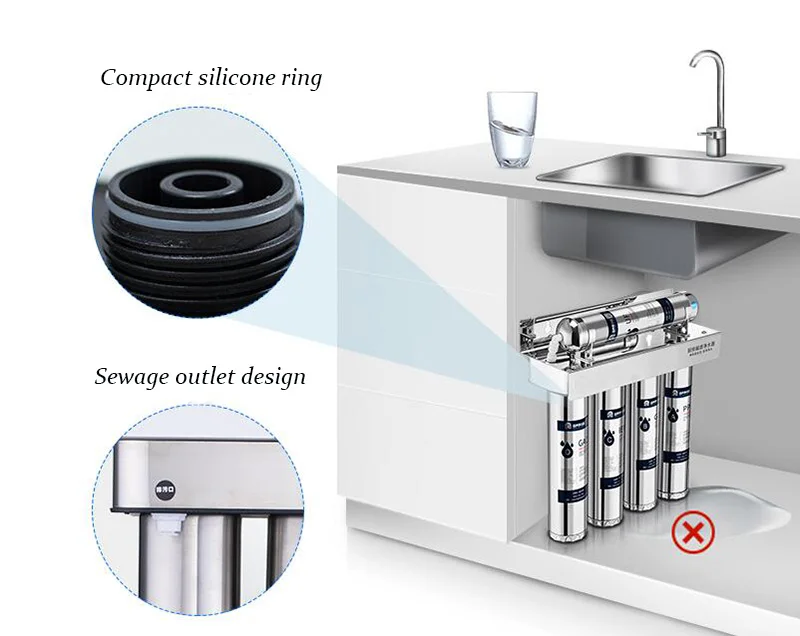 Purificateur d'eau domestique, niveau 5, eau potable directe, détartrage de cuisine, ultra-filtration, en acier inoxydable, D243