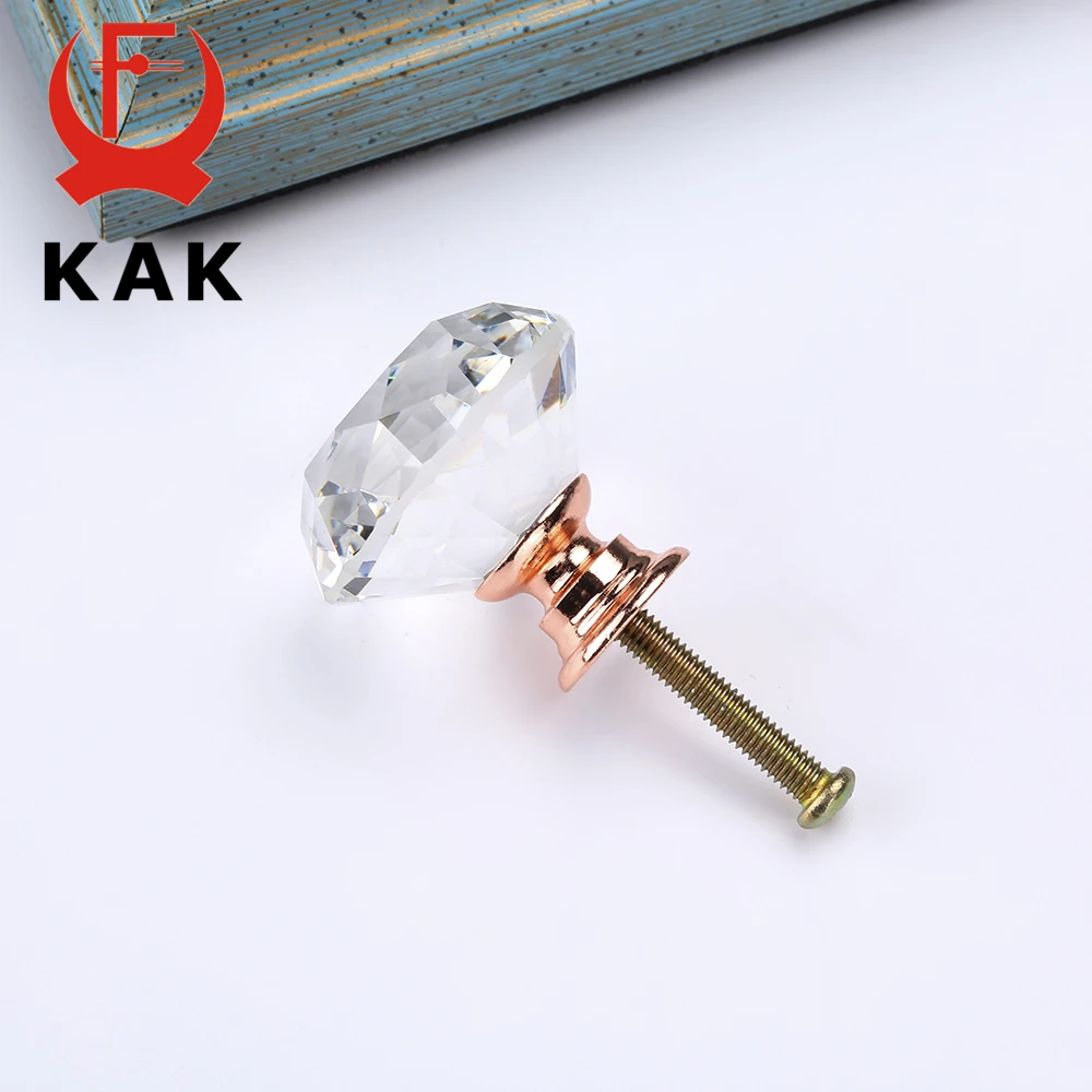 🔮 10 Perillas De Cristal De Diamante De 30 Mm | Tiradores Para Cajones Y Armarios | Acrílico Y Zinc