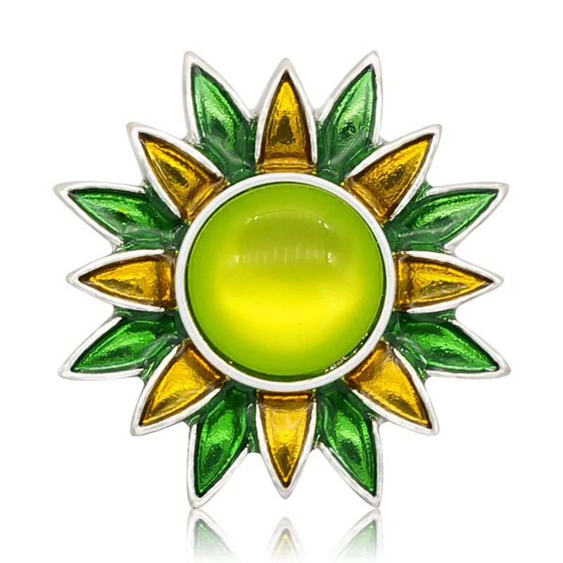New KZ3049 Beauty Charm Sun flowers Colorful 18MM Metal snap buttons for DIY snap jewelry wholesale
