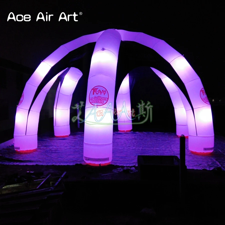 6m diameter 5 legs inflatable spider tent,event station with LED light for party Colorful exhibition event tent for sale