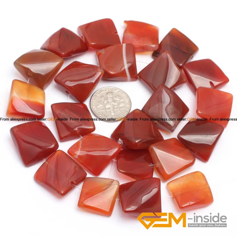 16mm Square Wave Natural Stone Beads For Jewelry Making:Rose Quartzs,Carnelian,Moss agat,Tiger Eye,Sodalite,Strand 15\